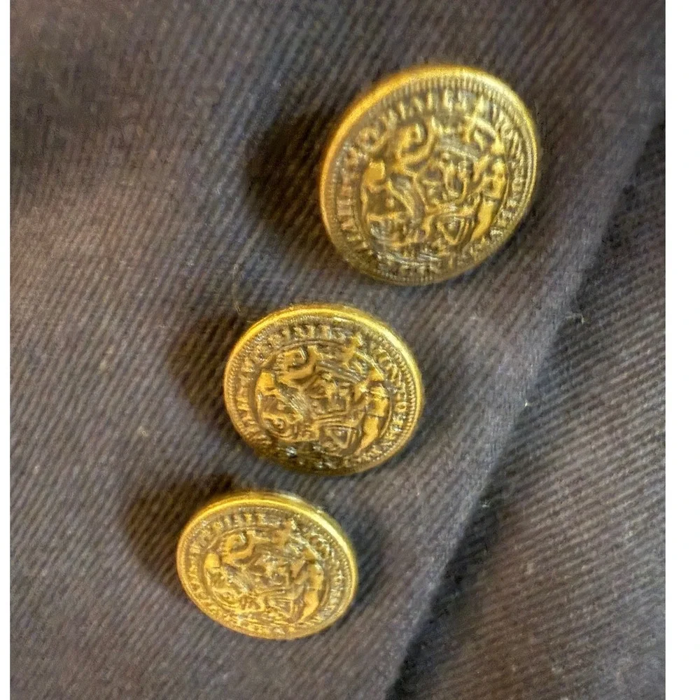 Oscar de la Renta Mens Navy Blue Blazer Sport Coat Gold‎ Tone Buttons *hole****